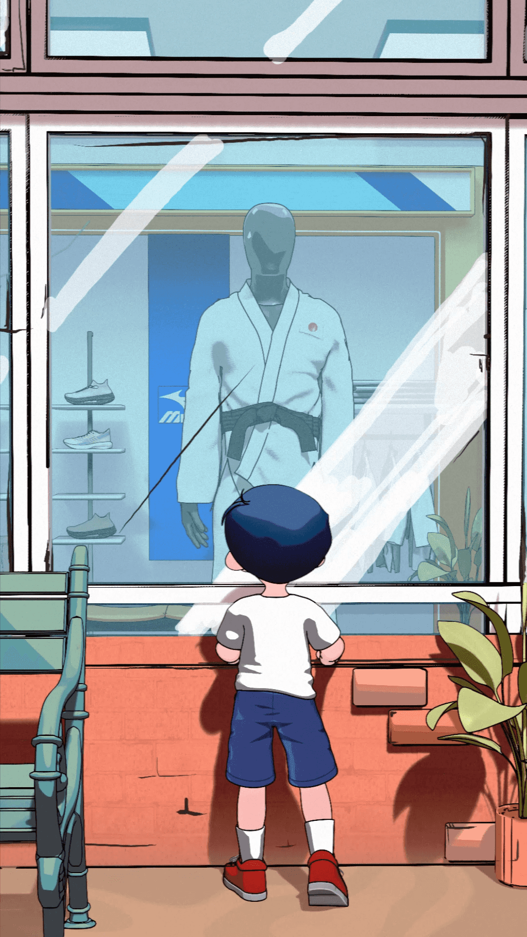 Mizuno - Grease Pencil boy in front of a Judogi