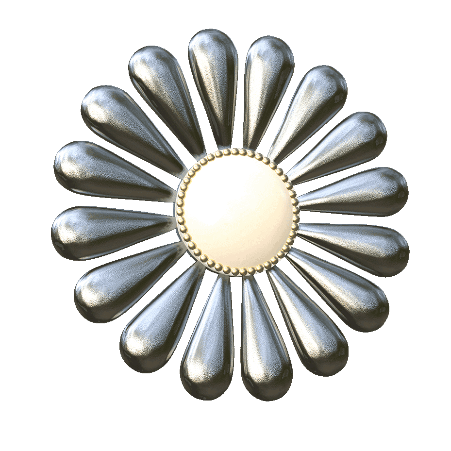 3D metallic flower asset.