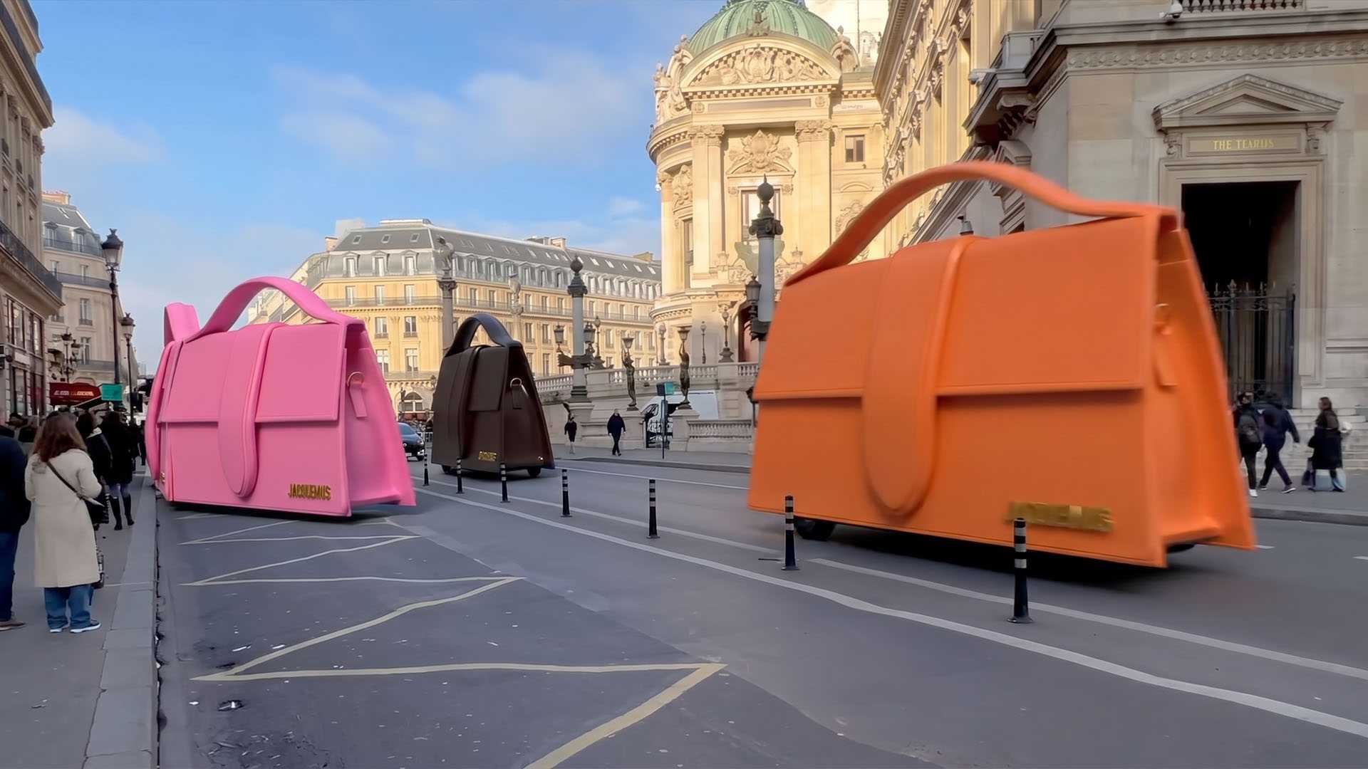 Giant Jacquemus bags, Paris Opera, CGI.