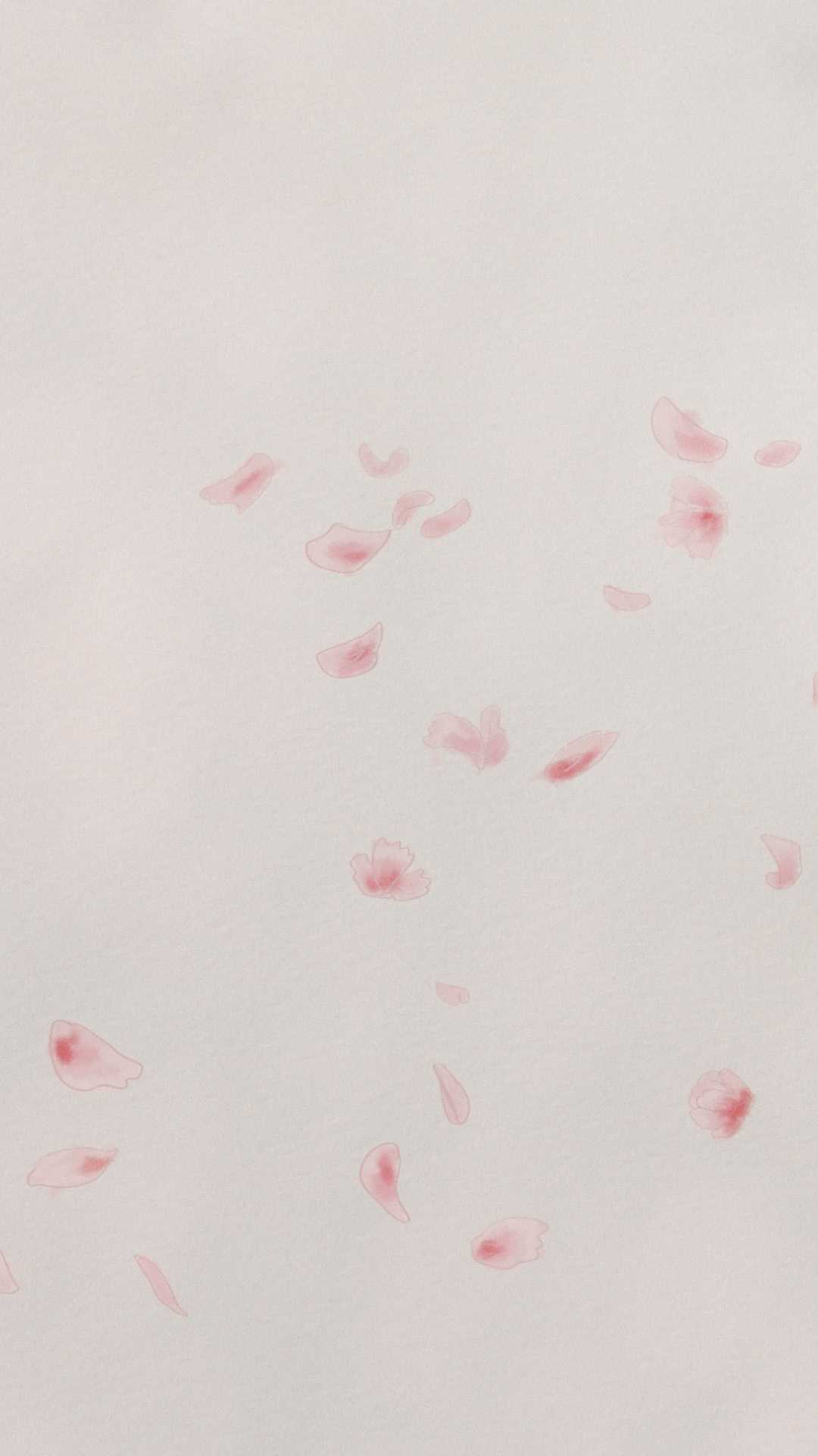 Watercolor. Scattered Sakura cherry blossom petals. Textured background.